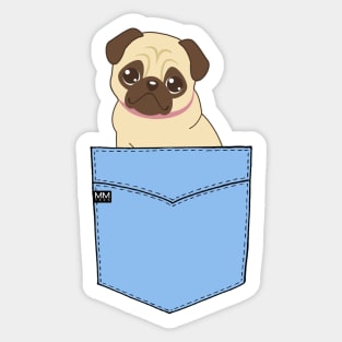 Pug Puppy Pouchie Shirt - In Pocket Sticker